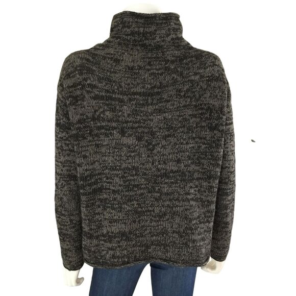 Eileen Fisher Sweater Size M Yak Merino Wool Brown Marl Funnel Neck Boxy Cropped - Picture 7 of 14